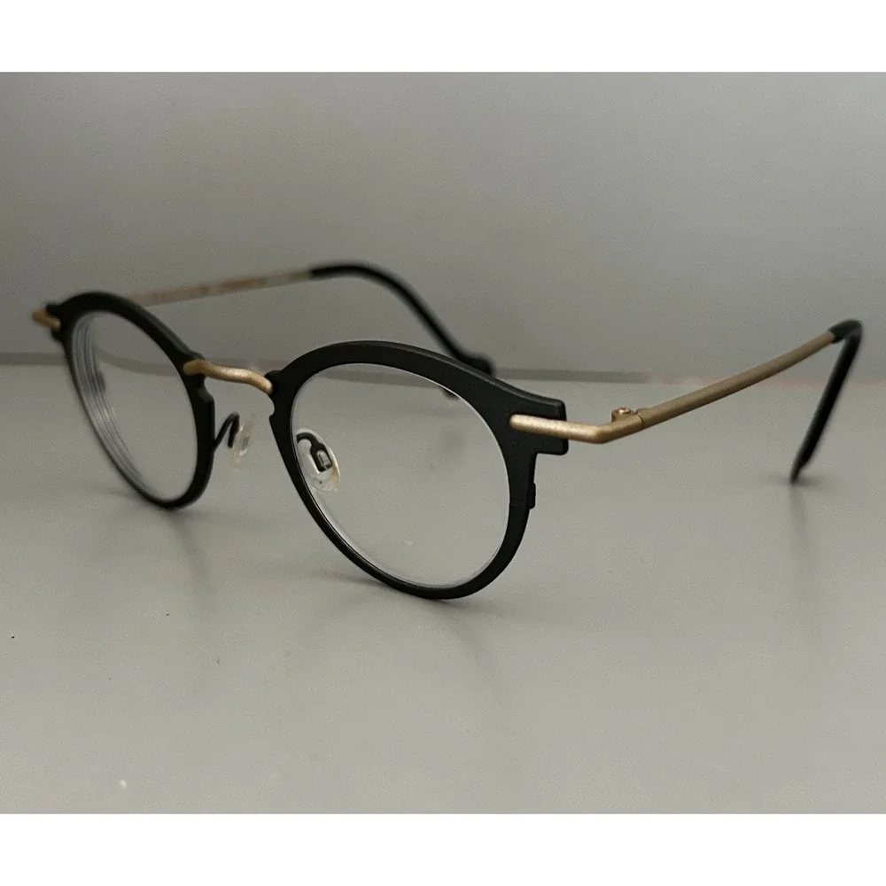 Anne & Valentin Titanium Japan Eyeglasses Frames HOOP BC78 Charcoal & Gold Tone